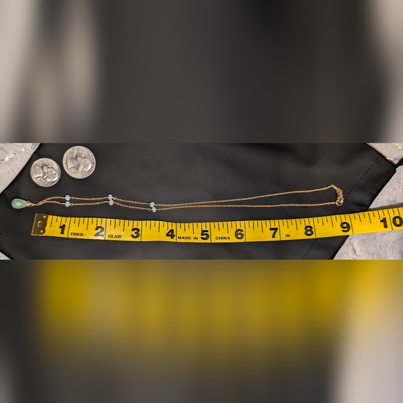 Vintage Aventurine Chalcedony Pendant with Stone Accents 14k Gold Fill 18" Chain - Picture 2 of 9